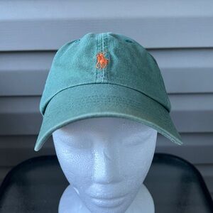 Polo Ralph Lauren Green/Orange Pony With Leather Strap Hat